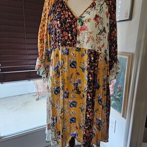 Umgee Multicolor Floral Long Sleeve Dress